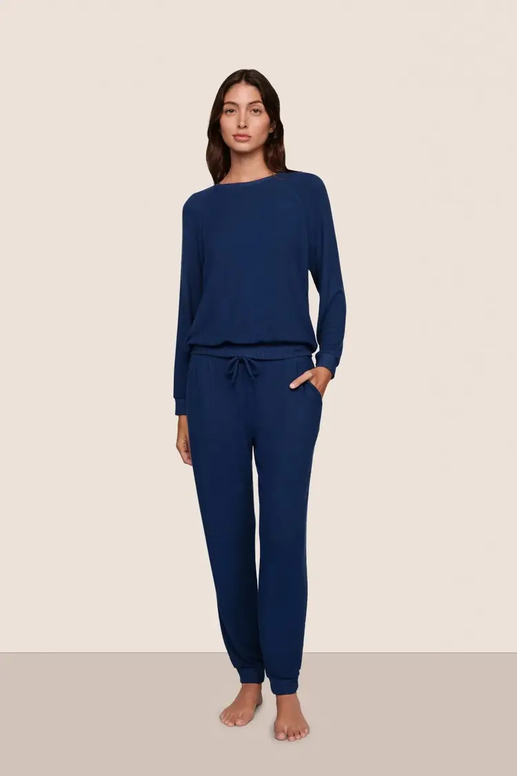 Eberjey Cozy Time Crew Neck Pullover - Navy