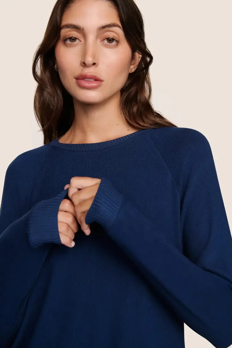 Eberjey Cozy Time Crew Neck Pullover - Navy