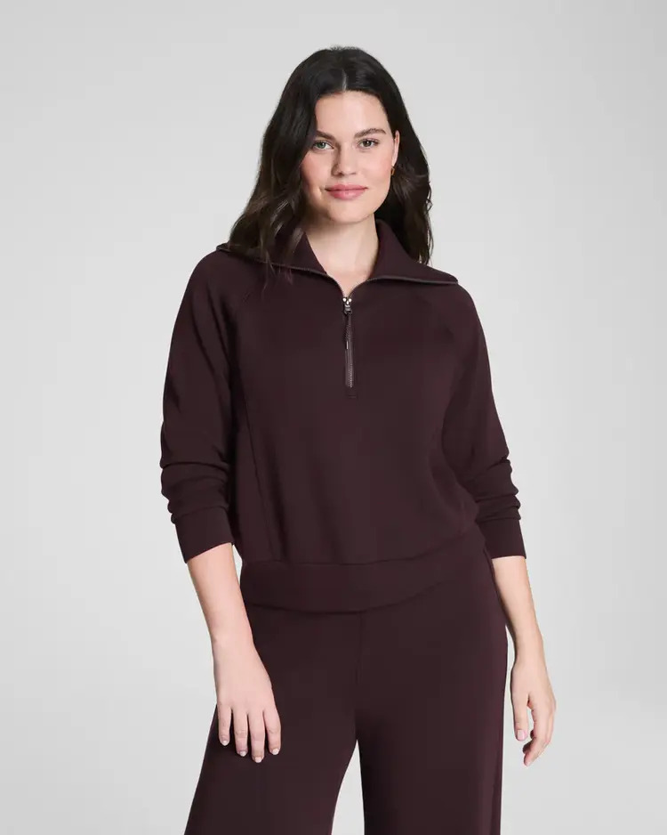 Spanx AirEssentials Half-Zip Sweatshirt - Truffle Brown (TRFBR)