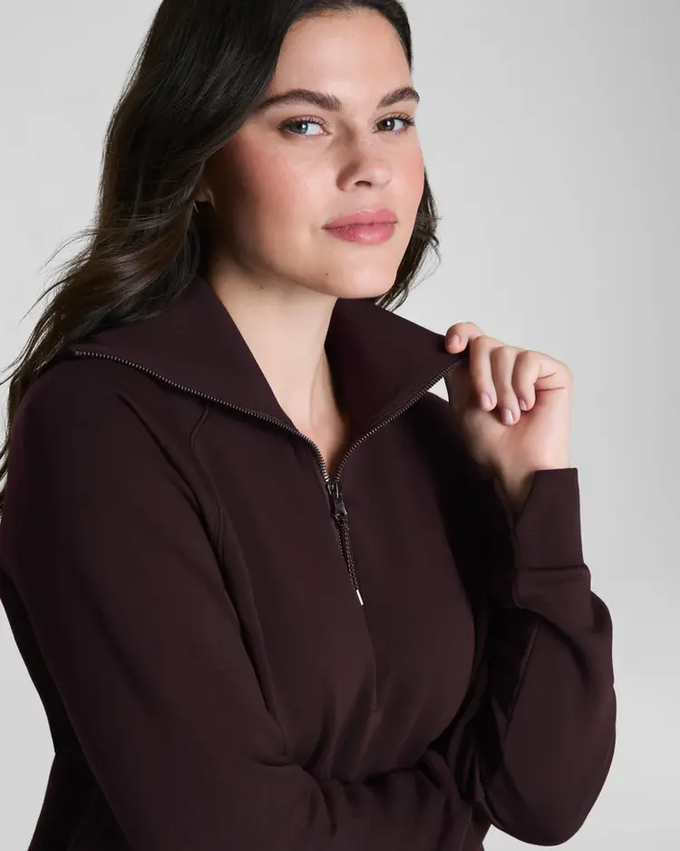 Spanx AirEssentials Half-Zip Sweatshirt - Truffle Brown (TRFBR)