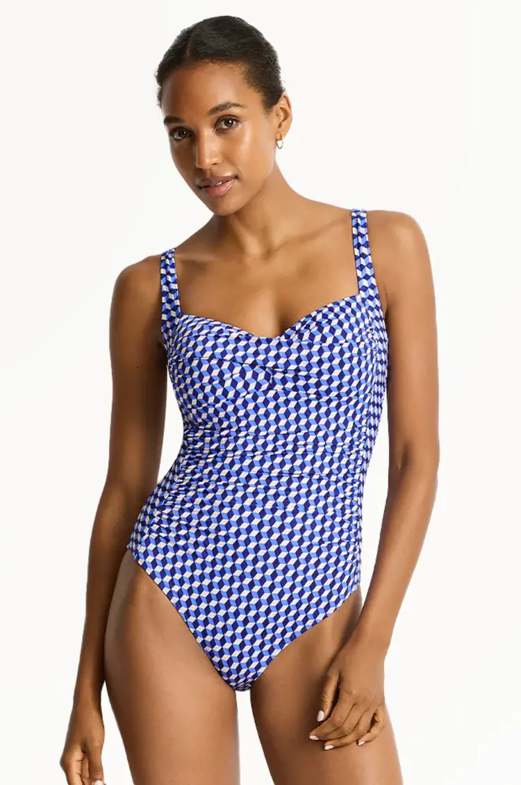 Sea Level Solara Twist Front One Piece - Blue Print