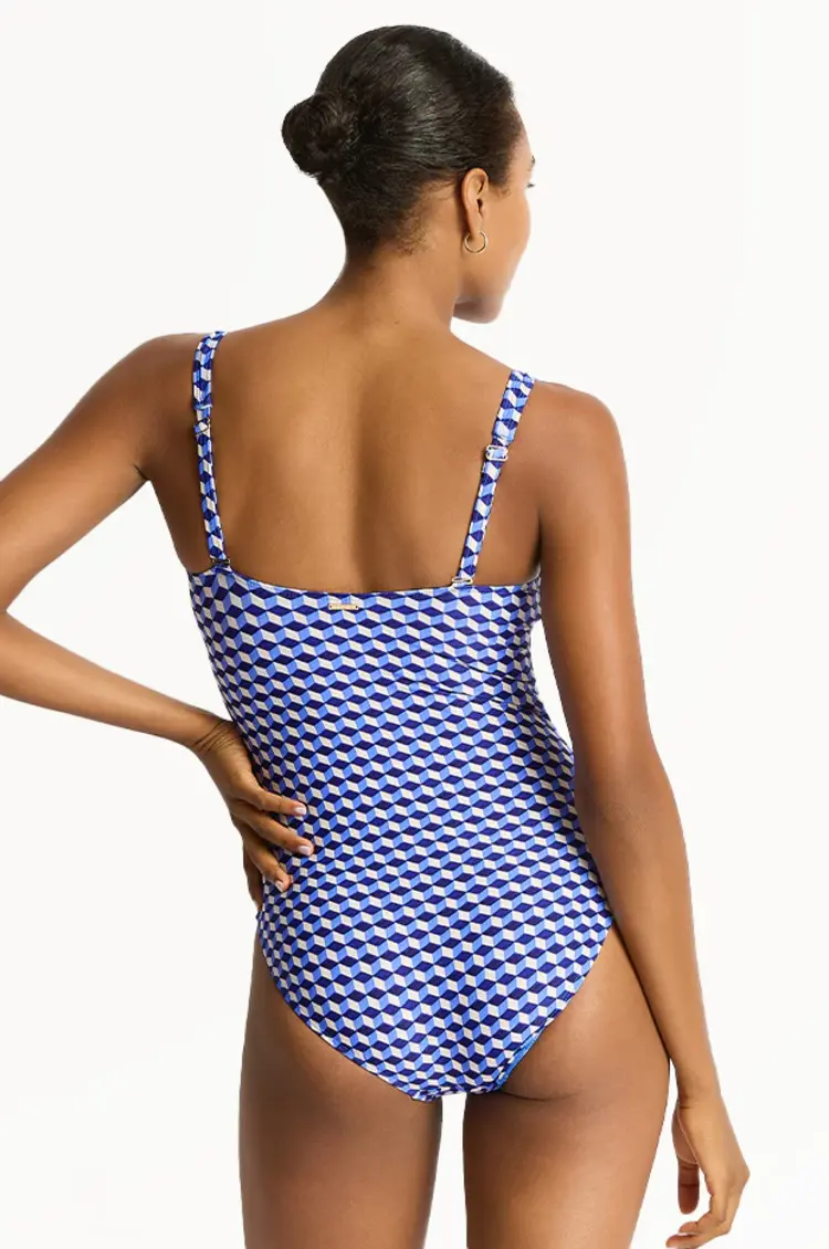 Sea Level Solara Twist Front One Piece - Blue Print