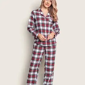 Petite Plume Cotton Twill Long Pant PJ Set - Balmoral Tartan