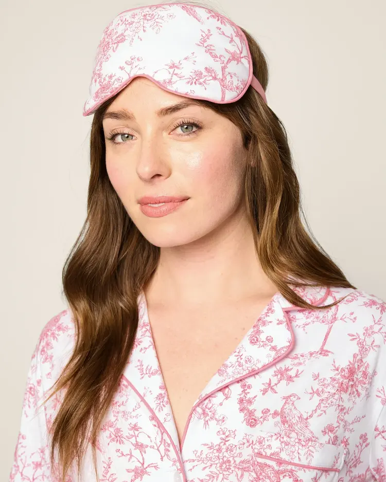 Petite Plume Pima Cotton Sleep Mask - Pink Timeless Toile