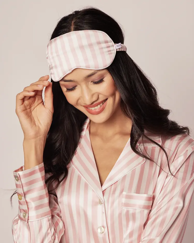 Petite Plume Sleep Mask Mulberry Silk - Pink Stripe