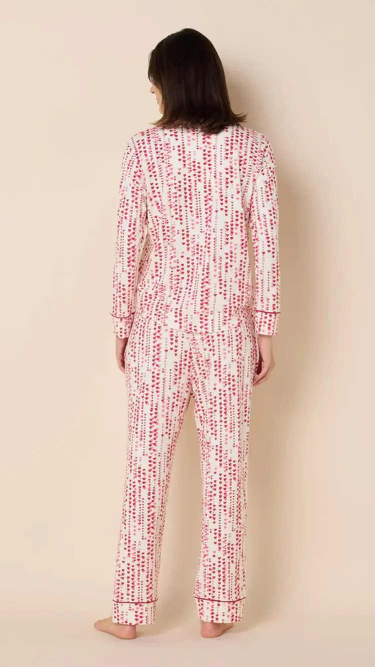 Cat's Pajamas Dreamy Hearts Pima Knit Long Sleeve Pajama Set