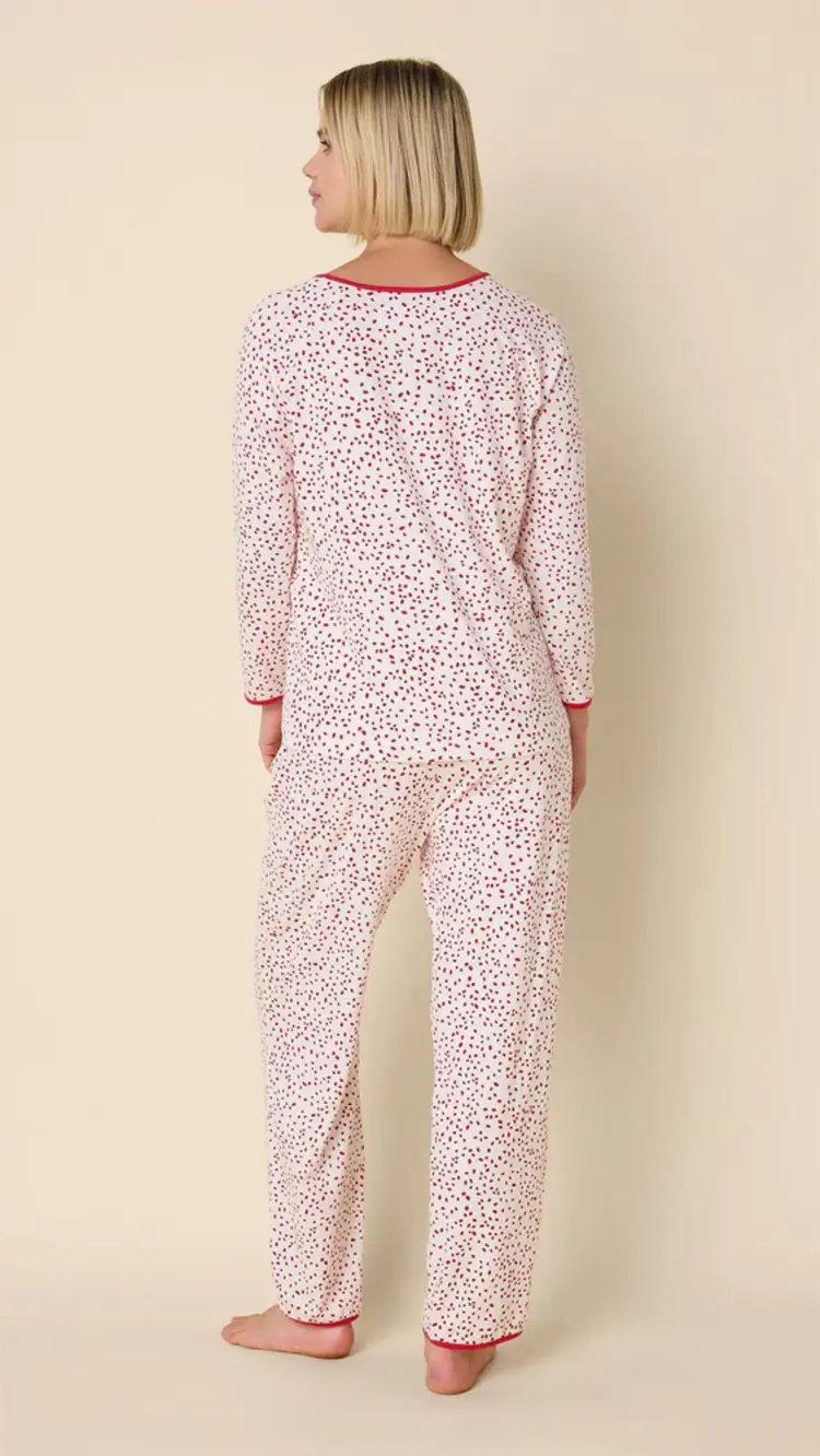 Cat's Pajamas Confetti Dot Pima Knit Simple PJ Set - Red