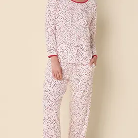 Cat's Pajamas Confetti Dot Pima Knit Simple PJ Set - Red