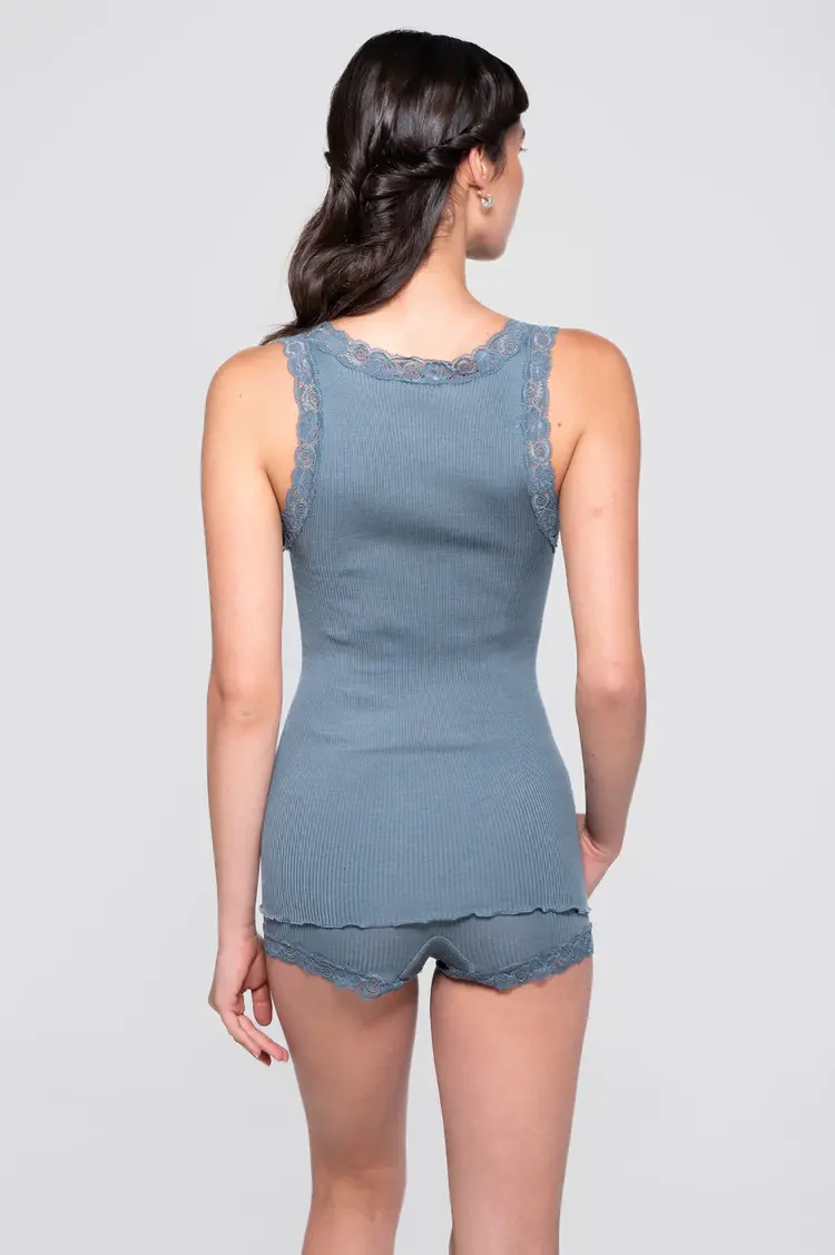 Oscalito Leavered Wool-Silk Ribbed Cami - Dusty Blue (493)