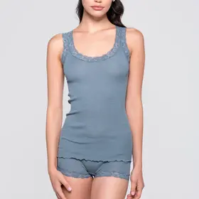 Oscalito Leavered Wool-Silk Ribbed Cami - Dusty Blue (493)