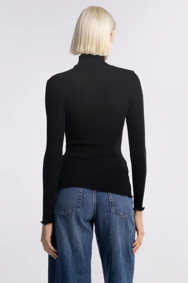 Oscalito Ribbed Mock Turtleneck Shirt - Black (020)