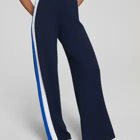 Spanx AirEssentials Colorblock Wide Leg Track Pant - Navy