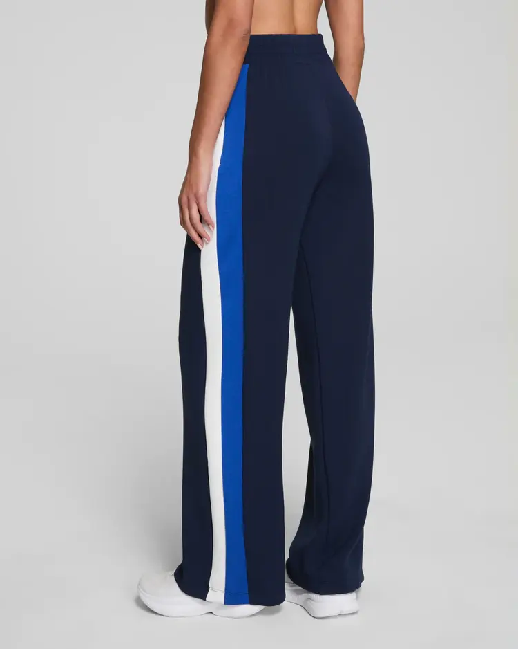 Spanx AirEssentials Colorblock Wide Leg Track Pant - Navy
