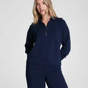 Spanx AirEssentials Half-Zip Sweatshirt - Navy