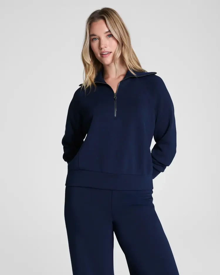 Spanx AirEssentials Half-Zip Sweatshirt - Navy