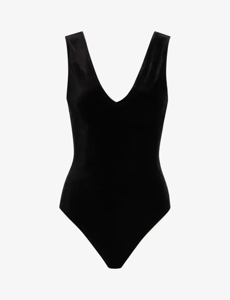 Commando Velvet Deep-V Bodysuit - Black