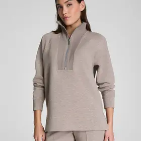 Spanx Brushed AirEssentials Half-Zip Tunic - Birch Heather HTBRC