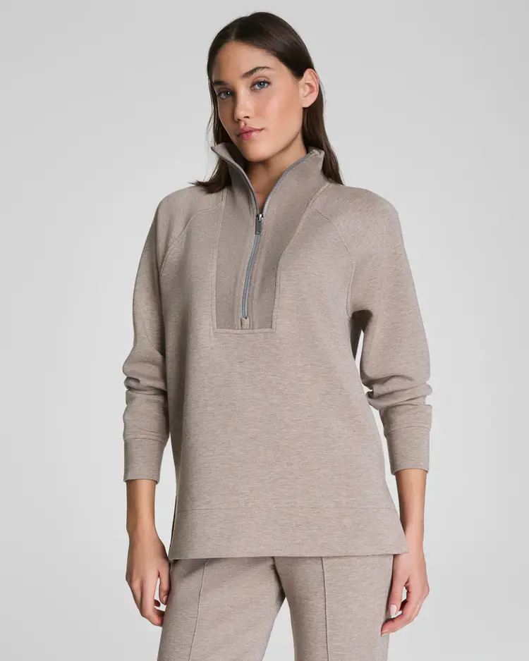 Spanx Brushed AirEssentials Half-Zip Tunic - Birch Heather HTBRC