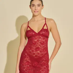 Cosabella NSN Naughtie Chemise G-String Set - Sindoor Red