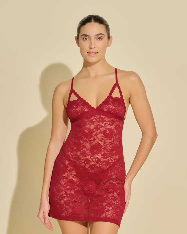 Cosabella NSN Naughtie Chemise G-String Set - Sindoor Red