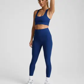 Beyond Yoga SD Midi HW Legging - Marine Blue Heather