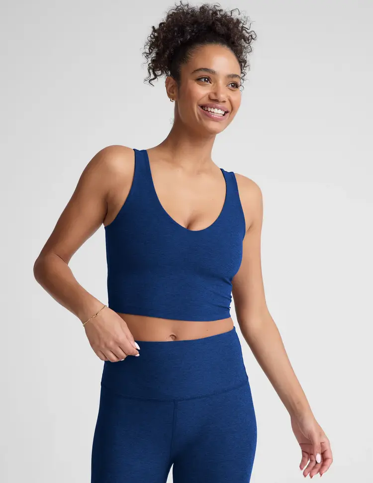 Beyond Yoga SD Good Day Cropped Tank - Marine Blue Heather