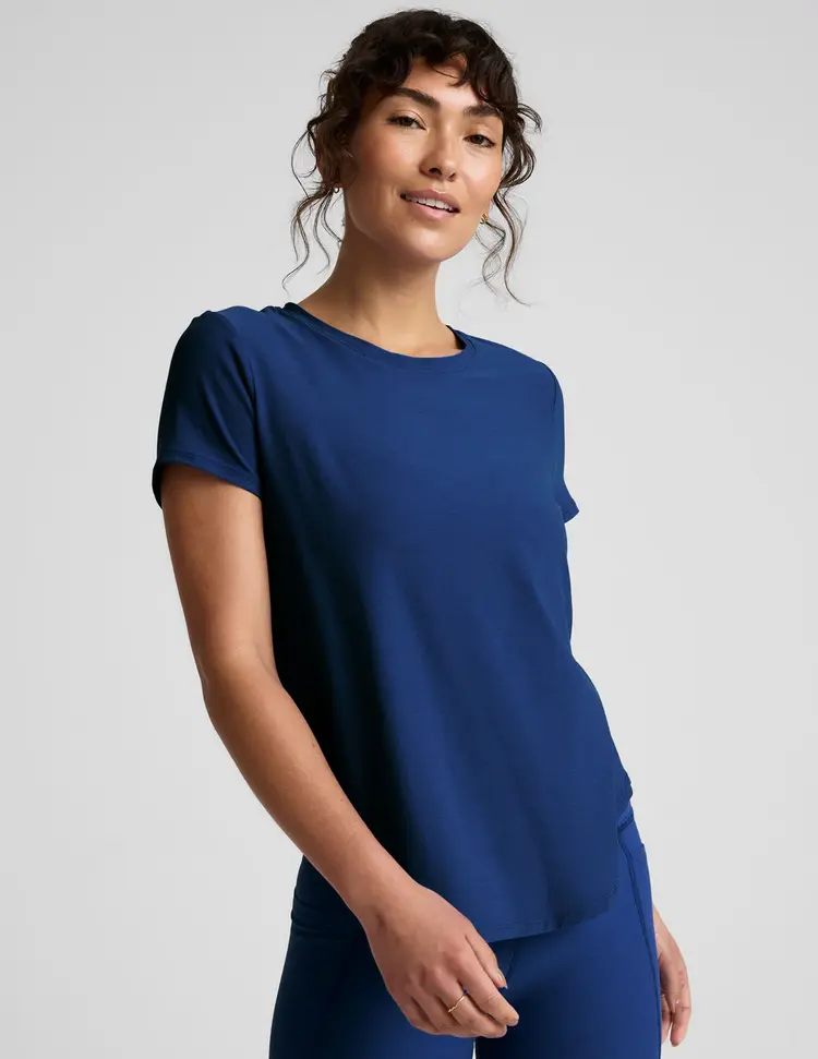 Beyond Yoga On The Down Low Tee - Marine Blue Heather