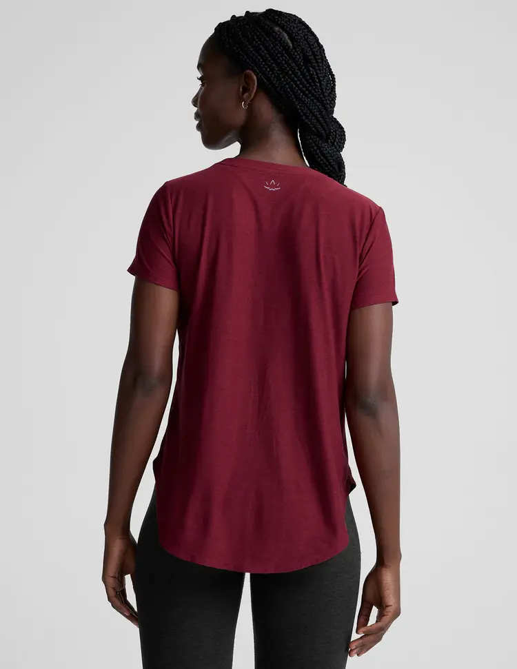 Beyond Yoga On The Down Low Tee - Ruby Rush Heather