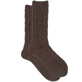 iLux Demi Cashmere Silk Knit Crew Sock - Wren Brown