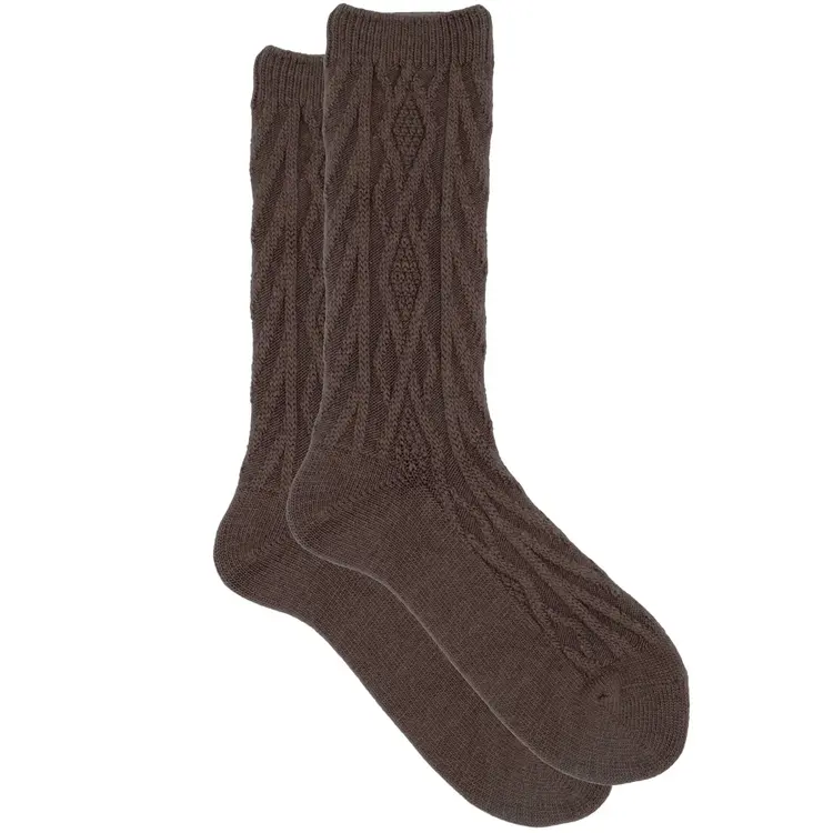 iLux Demi Cashmere Silk Knit Crew Sock - Wren Brown