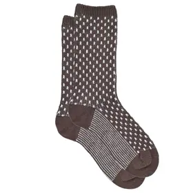 iLux Jottress Cashmere Silk Jacquard Dot Crew Sock - Wren/Sky