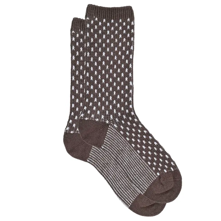 iLux Jottress Cashmere Silk Jacquard Dot Crew Sock - Wren/Sky