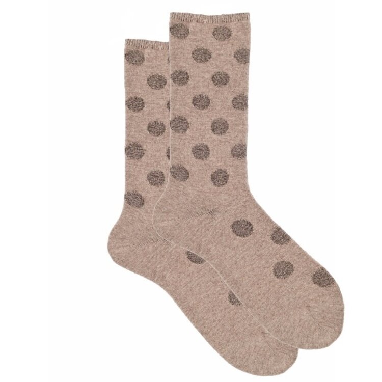 iLux Condotta Cashmere Silk Reversible Dot Crew Sock - Sand