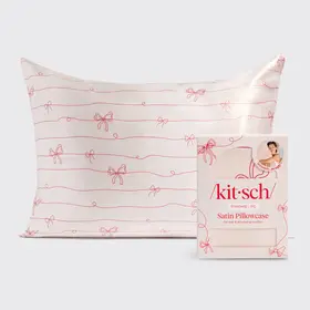 Kitsch Satin Pillowcase - Striped Bows