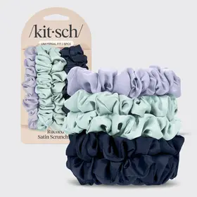 Kitsch Satin Ruched Scrunchies 5pc Set - Garden Bouquet