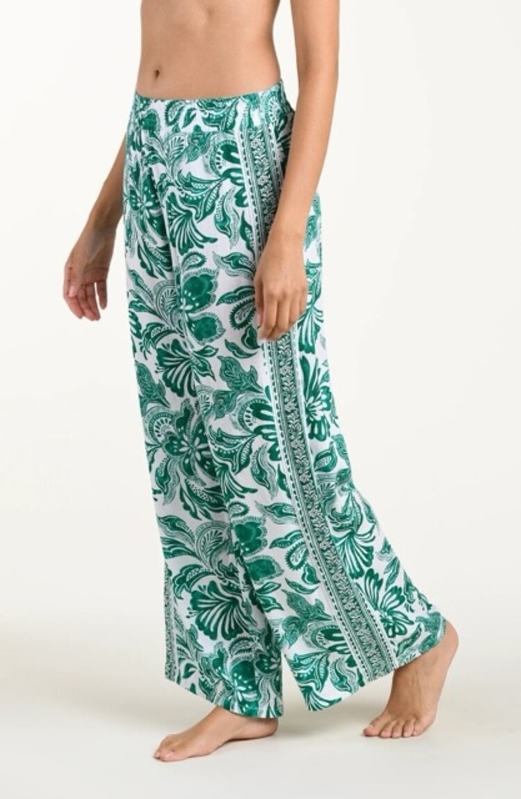 La Blanca Botanical Brocade Wide Leg Pant - Jungle Green Print