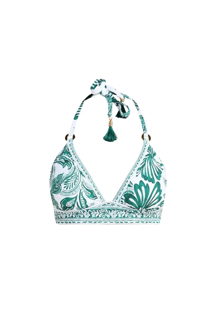 La Blanca Botanical Brocade Triangle Top - Jungle Green Print