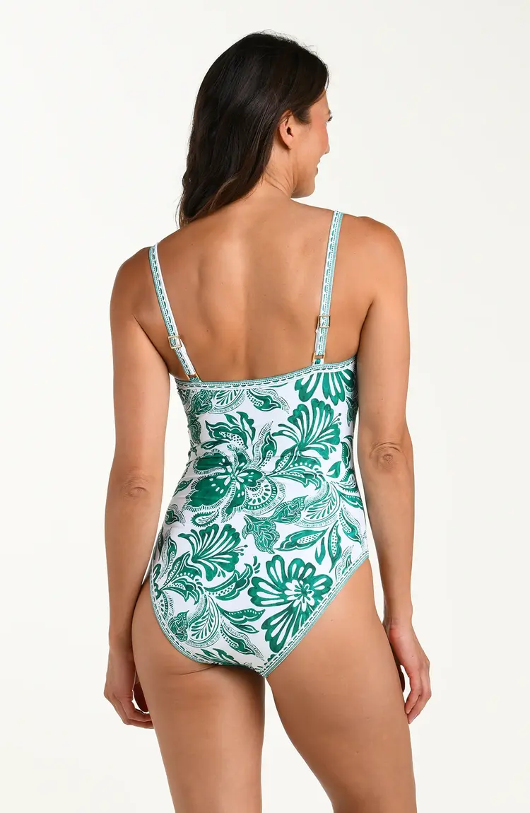 La Blanca Botanical Brocade One Piece - Jungle Green Print