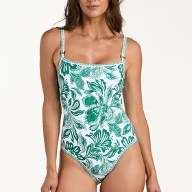 La Blanca Botanical Brocade One Piece - Jungle Green Print