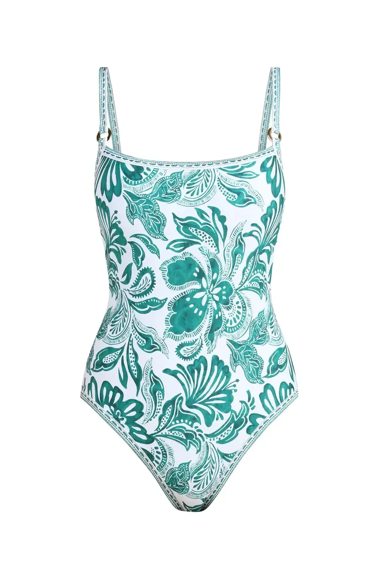 La Blanca Botanical Brocade One Piece - Jungle Green Print