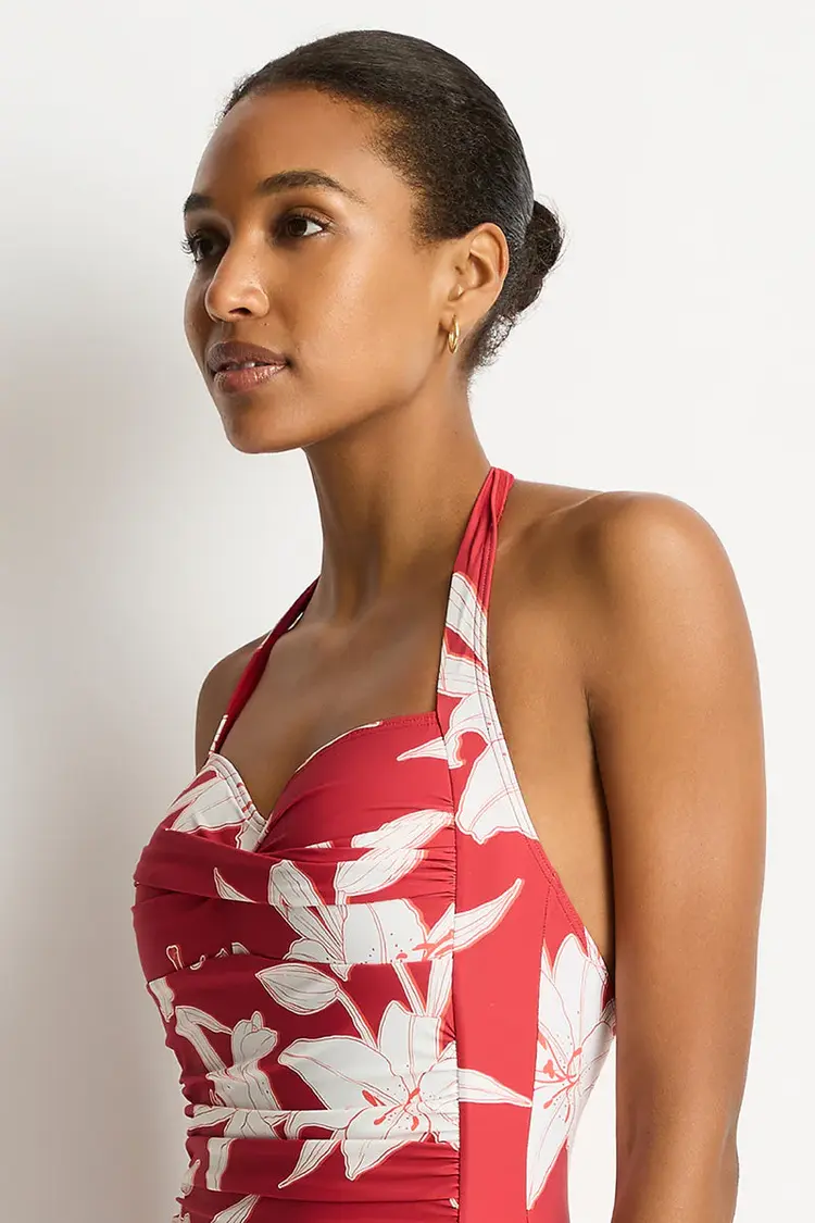 Sea Level Veridian Twist Front Halter Suit - Ruby Floral