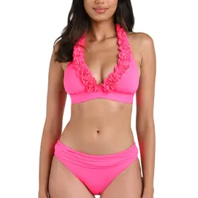 La Blanca IG Ruffle Triangle Bikini Top - Bright Pink