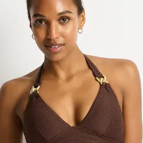Sea Level Luminara Halter Bikini Top - Cocoa