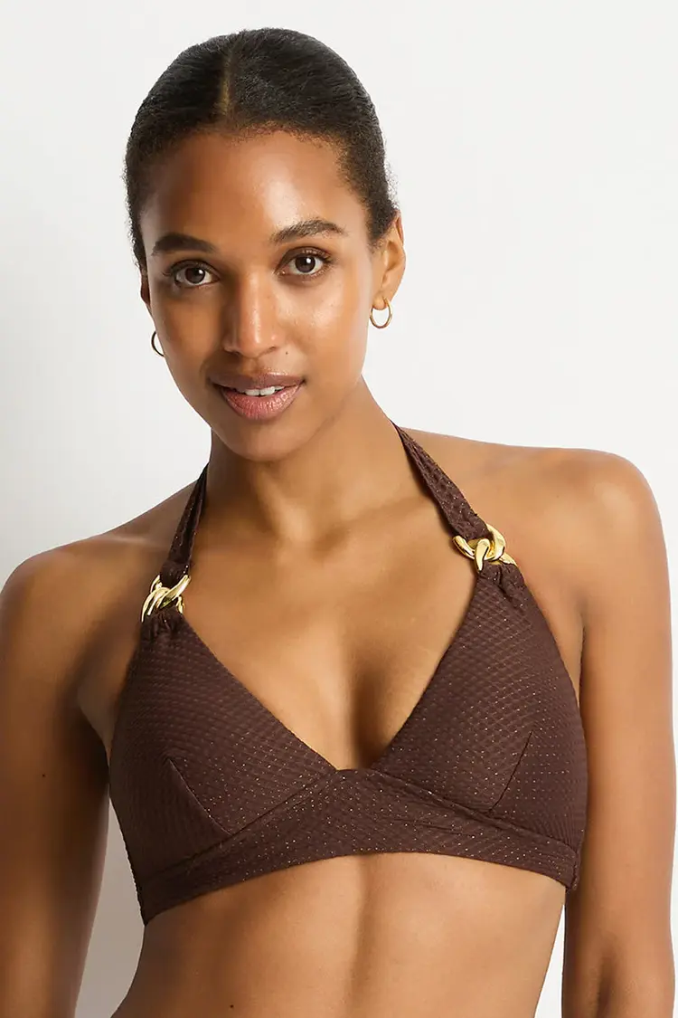 Sea Level Luminara Halter Bikini Top - Cocoa