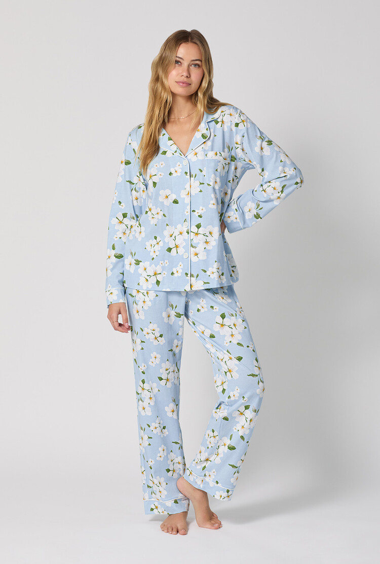 Bed Head Cotton Jersey Knit L/S Classic PJ Set - Magnolia Breeze (1402B)