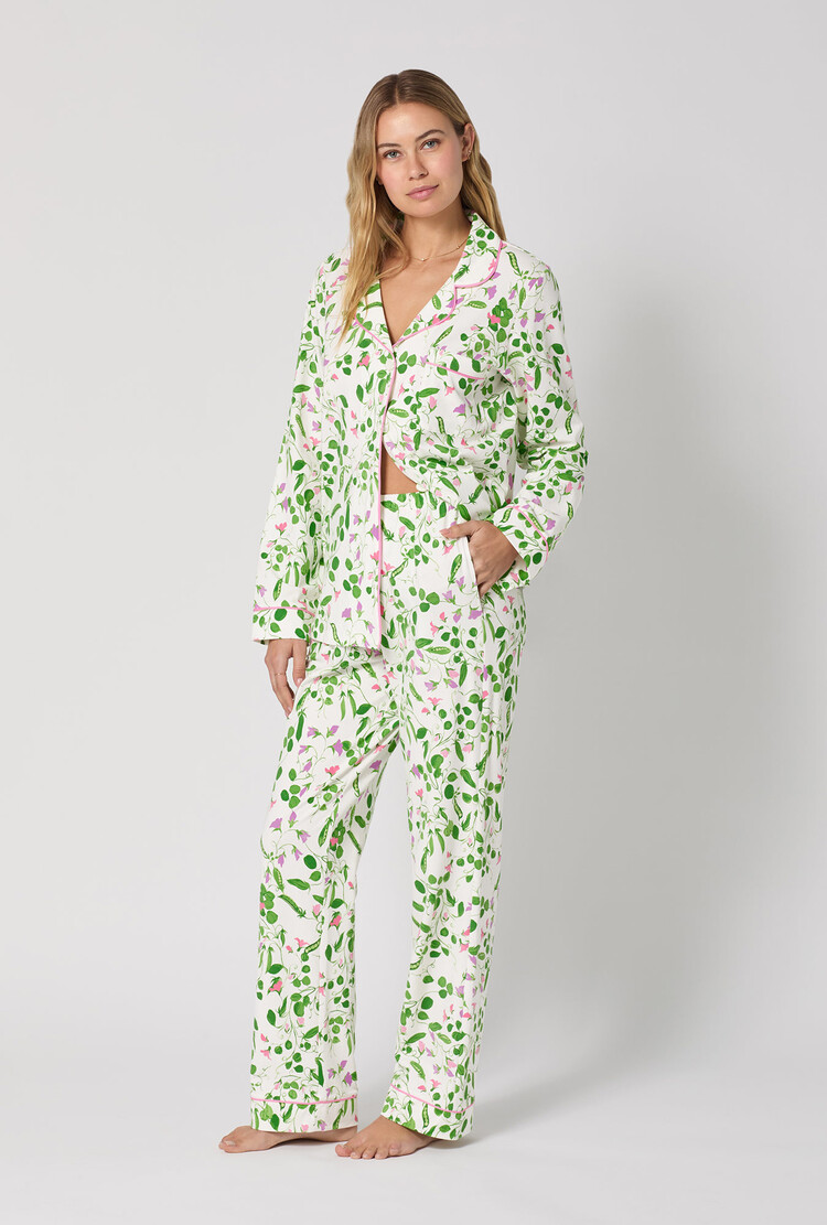 Bed Head Cotton Jersey Knit L/S Classic PJ Set - Peas in a Pod (1384B)