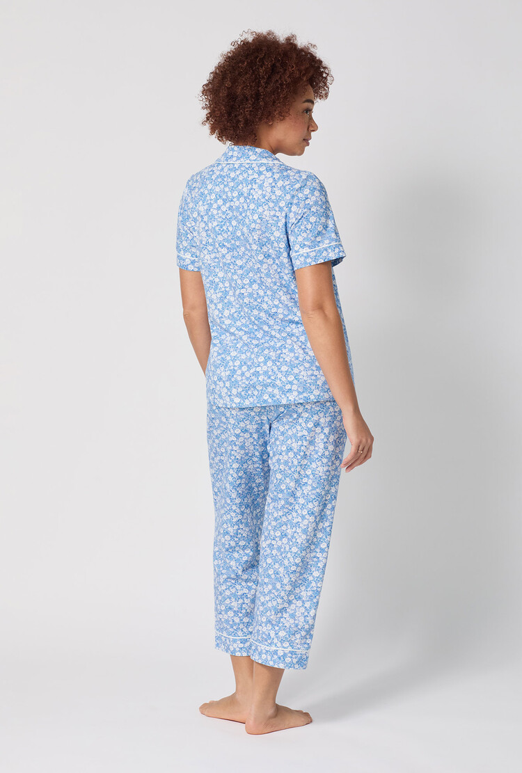 Bed Head Cotton Jersey Knit S/S Cropped PJ Set - Something Blue