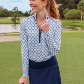 Cabana Life Harbor Island Resort Quarter Zip Top - White/Blue