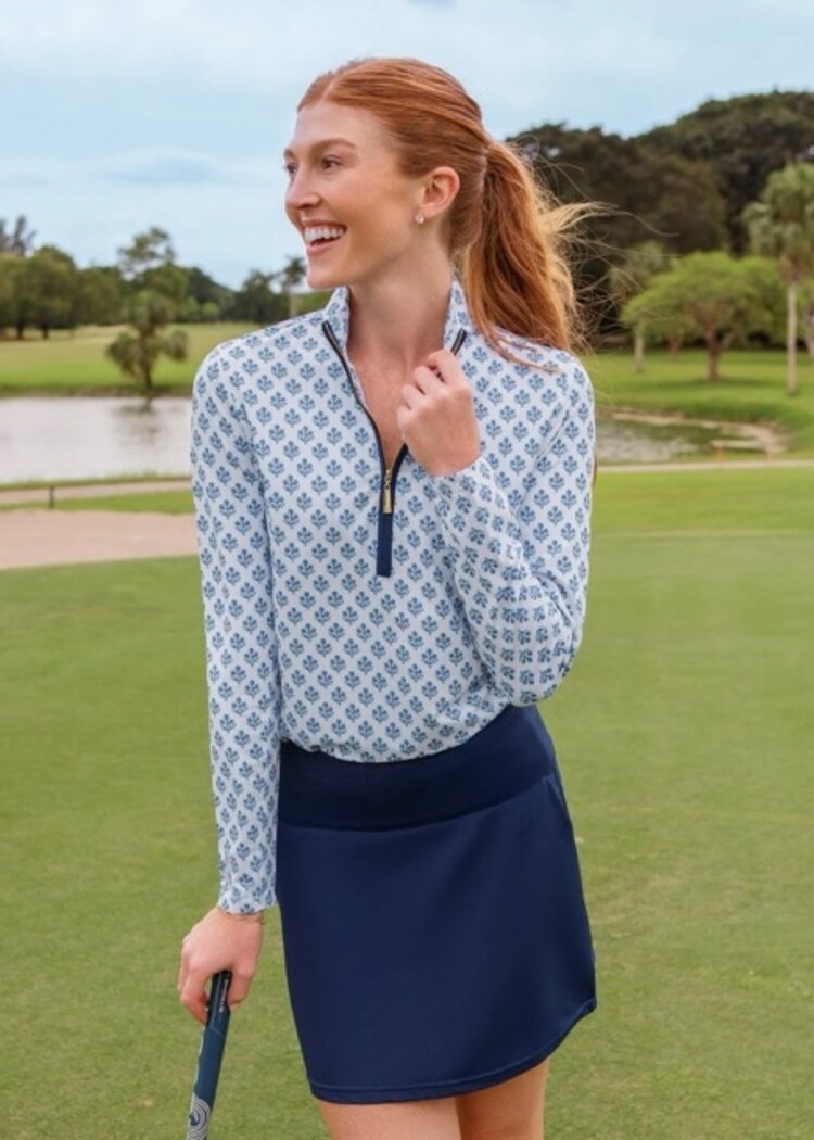 Cabana Life Harbor Island Resort Quarter Zip Top - White/Blue