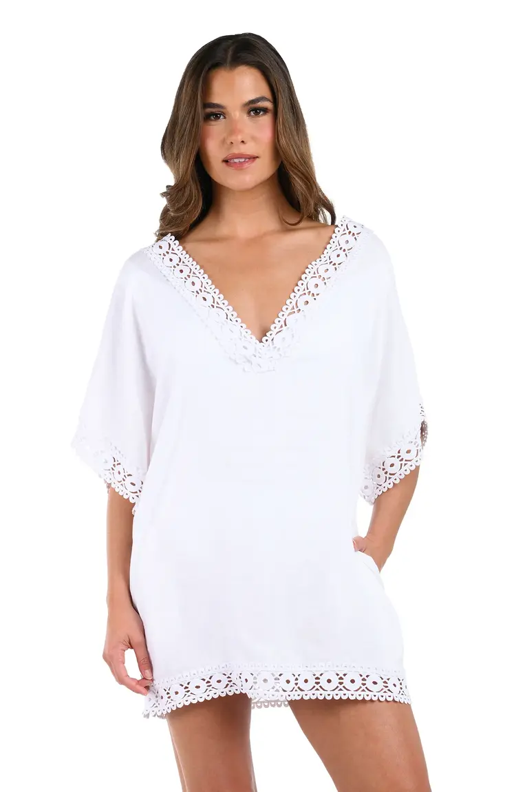 La Blanca Lakeside Linen V-Neck Tunic - White